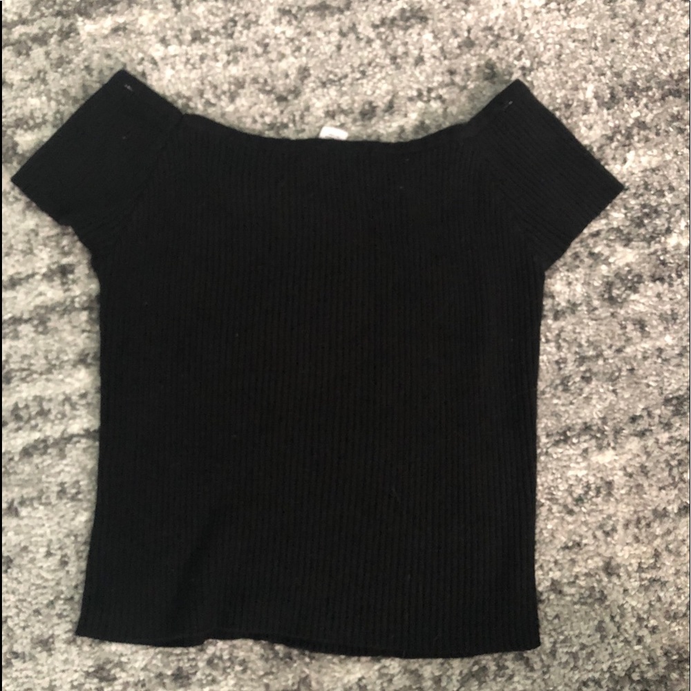 black wide neck top